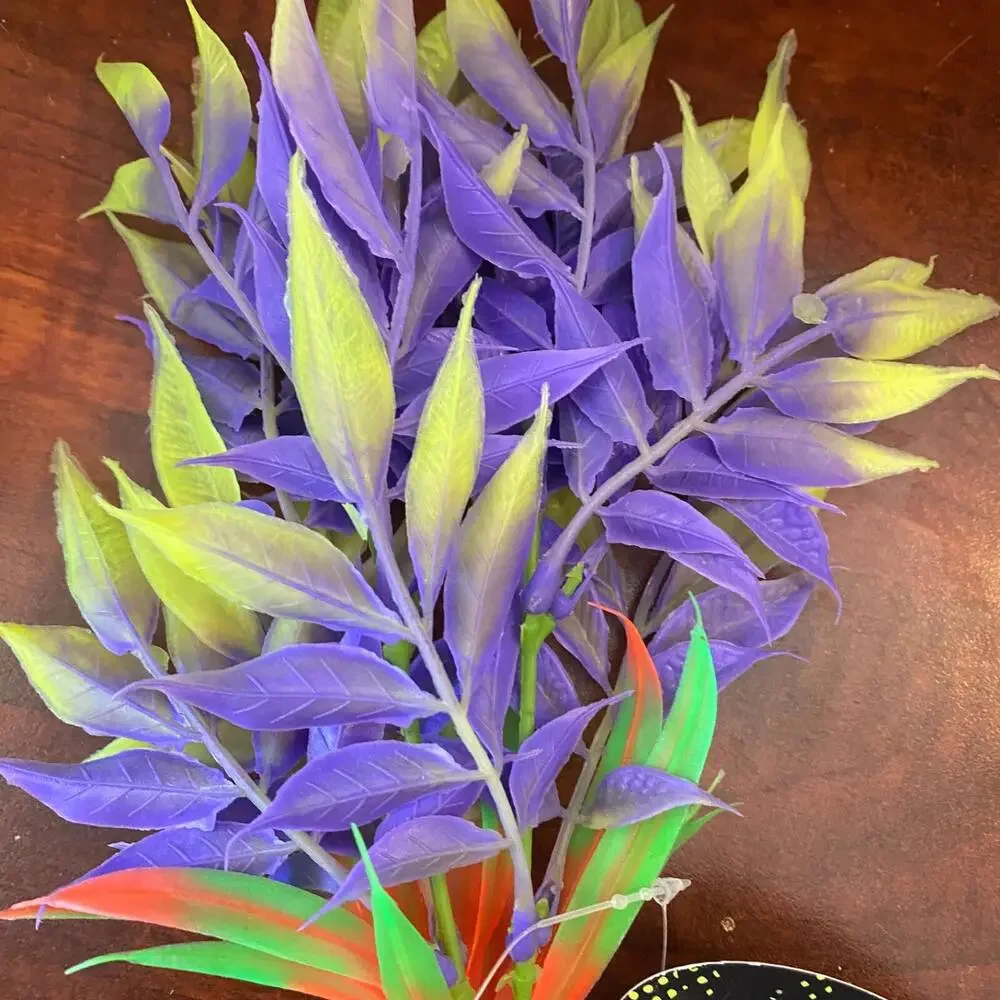 Glow under Blue LED Light Aquarium Fish Decor Plant purple yellow orange 7.5